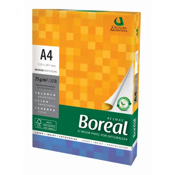 Papel Resma Boreal A4 70 Grs 500 hojas 