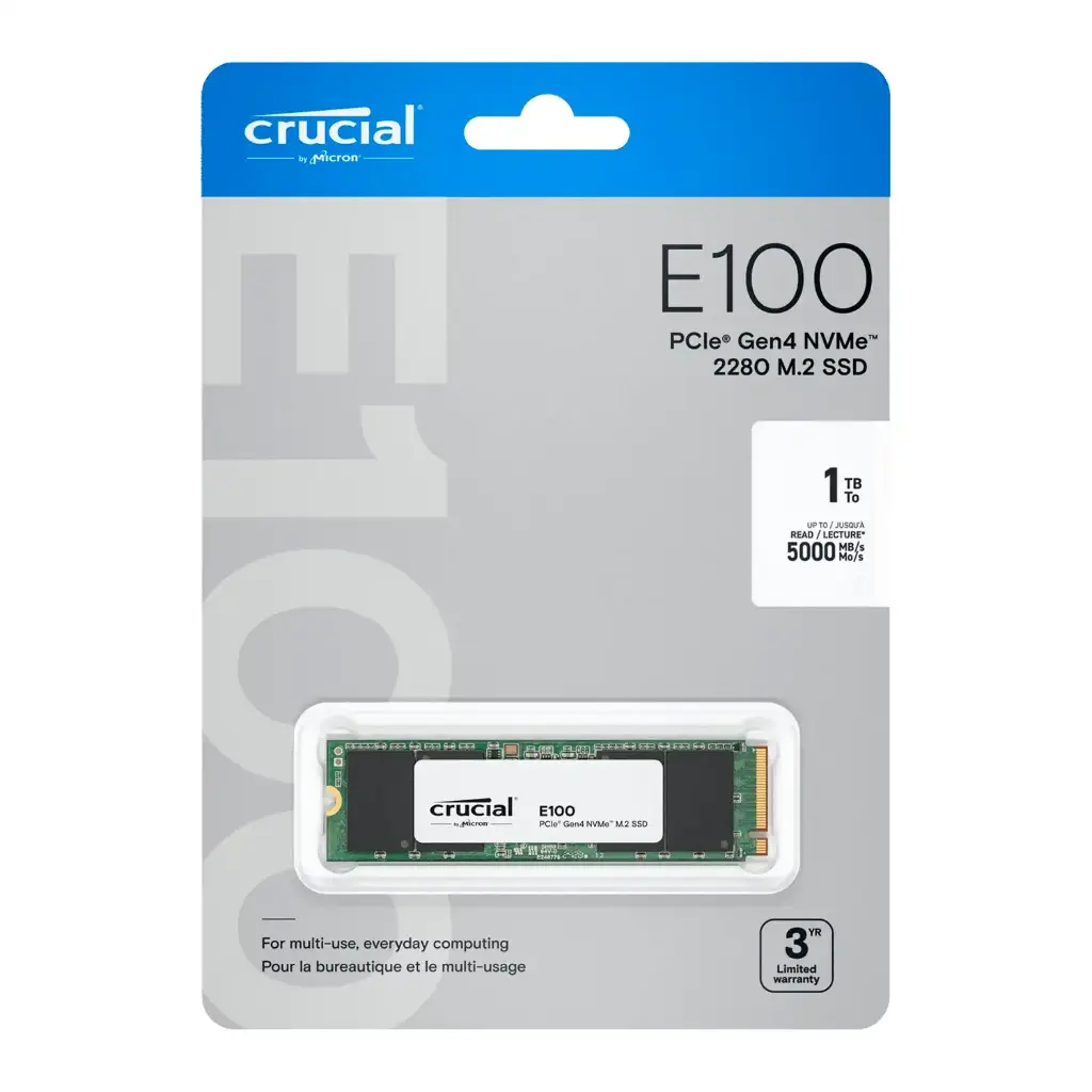 Disco SSD M.2 Crucial 480GB E100 NVMe PCIe 4.0