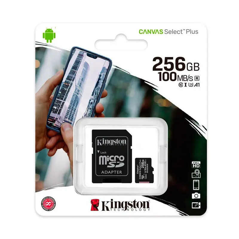 MicroSD Kingston 256GB Canvas Select Plus C10 C/Adaptador