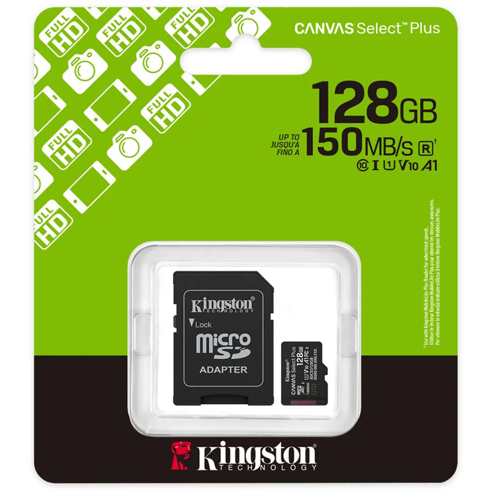 MicroSD Kingston 128GB Canvas Select Plus V10 c/Adaptador
