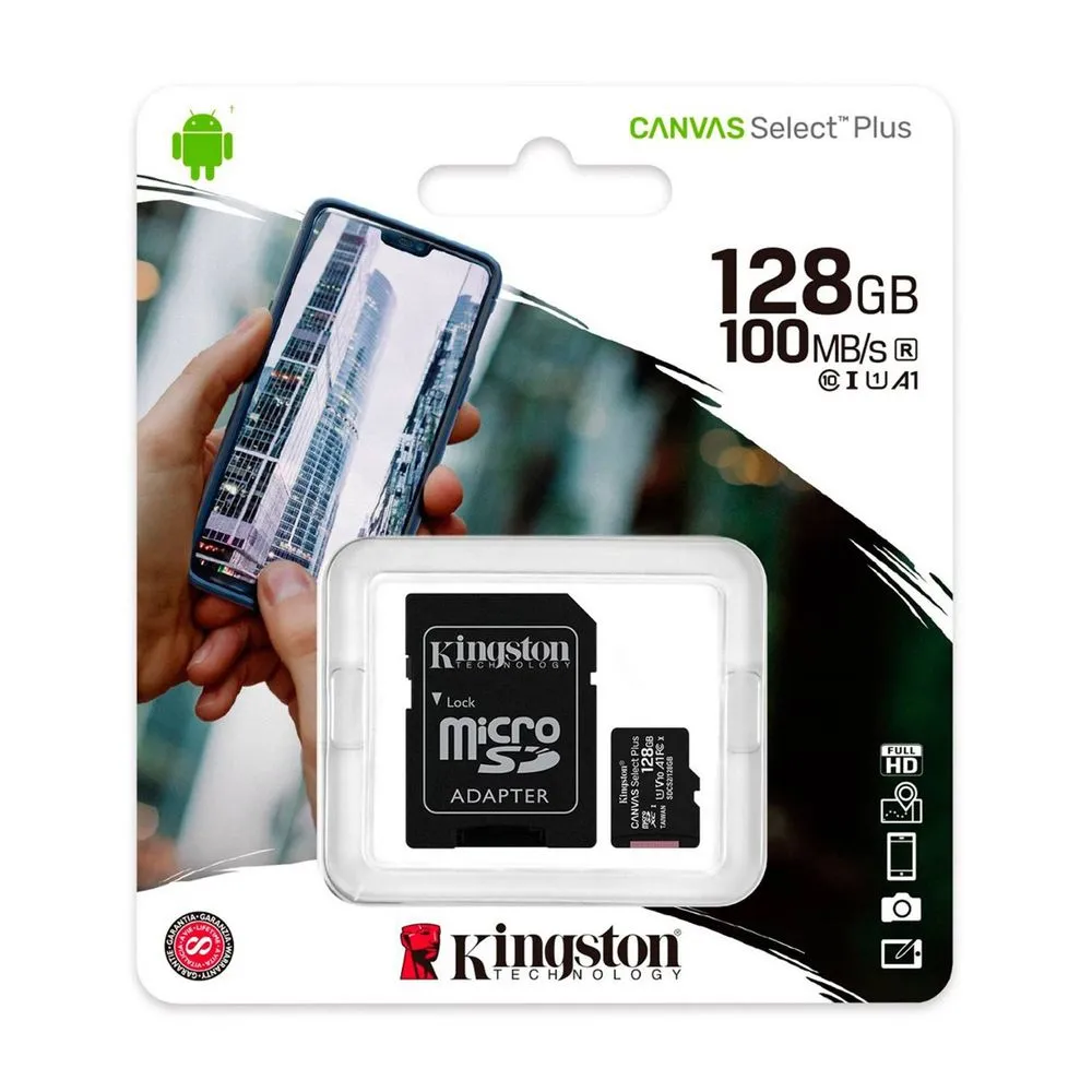 MicroSD Kingston 128GB Canvas Select Plus c/Adaptador 
