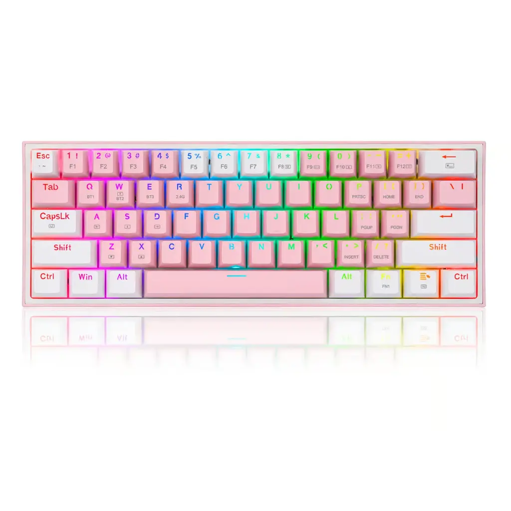 Teclados Redragon Fizz Pro White/Pink Wireless Red Switch Español K616-RGB WP SP