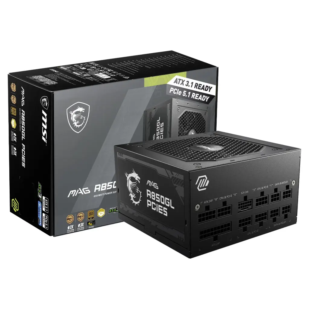 Fuente MSI MAG A850GL 850W 80 Plus Gold Full Modular PCIE 5.1 / ATX 3.1