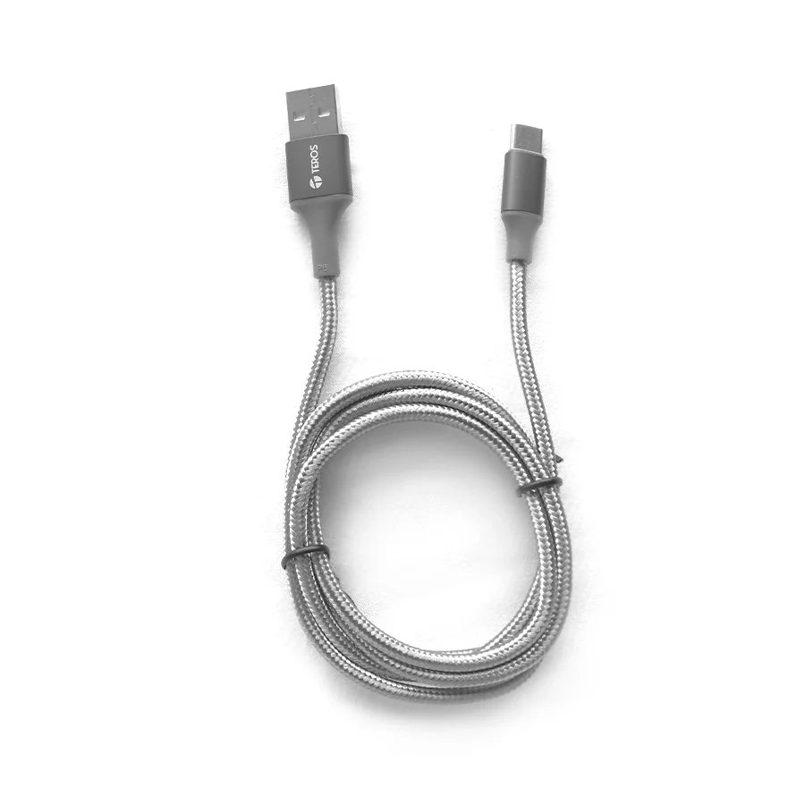 Cable Teros USB-A a USB-C Grey 60W 3A 1m Trenzado Aluminio