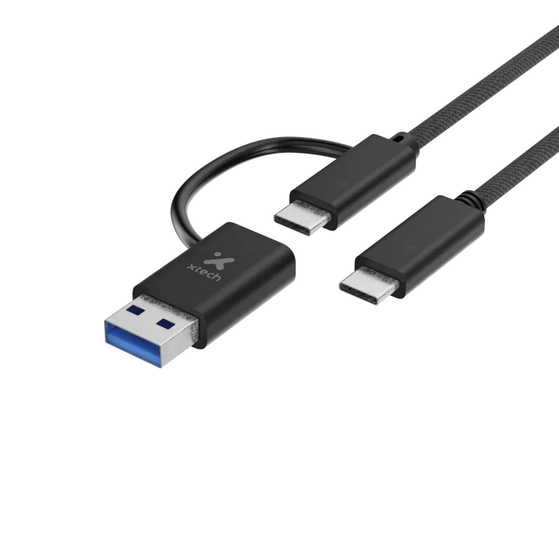 Cable X-Tech 2 en 1 USB-C A USB-C C/ Dongle