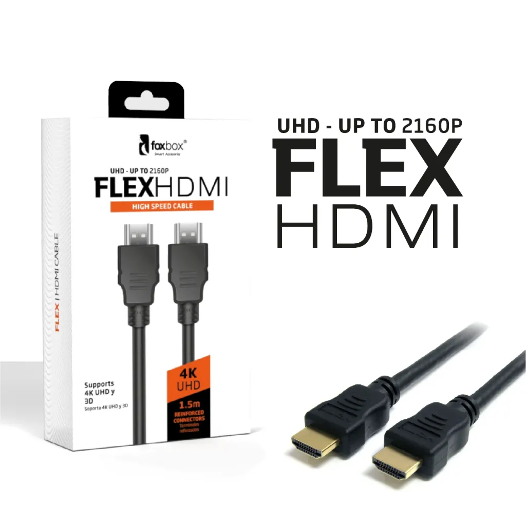 Cable HDMI Foxbox Flex 1.5mts Negro UHD 4K